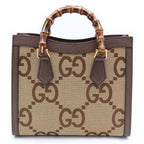 Gucci Jumbo GG Diana Bamboo Canvas Leather 2-Way Shoulder Bag Brown — view 2