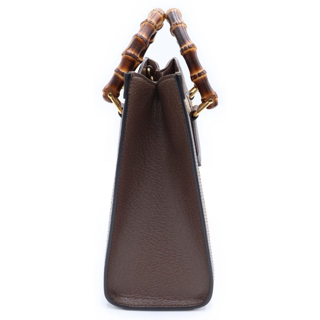 Gucci Jumbo GG Diana Bamboo Canvas Leather 2-Way Shoulder Bag Brown — view 3