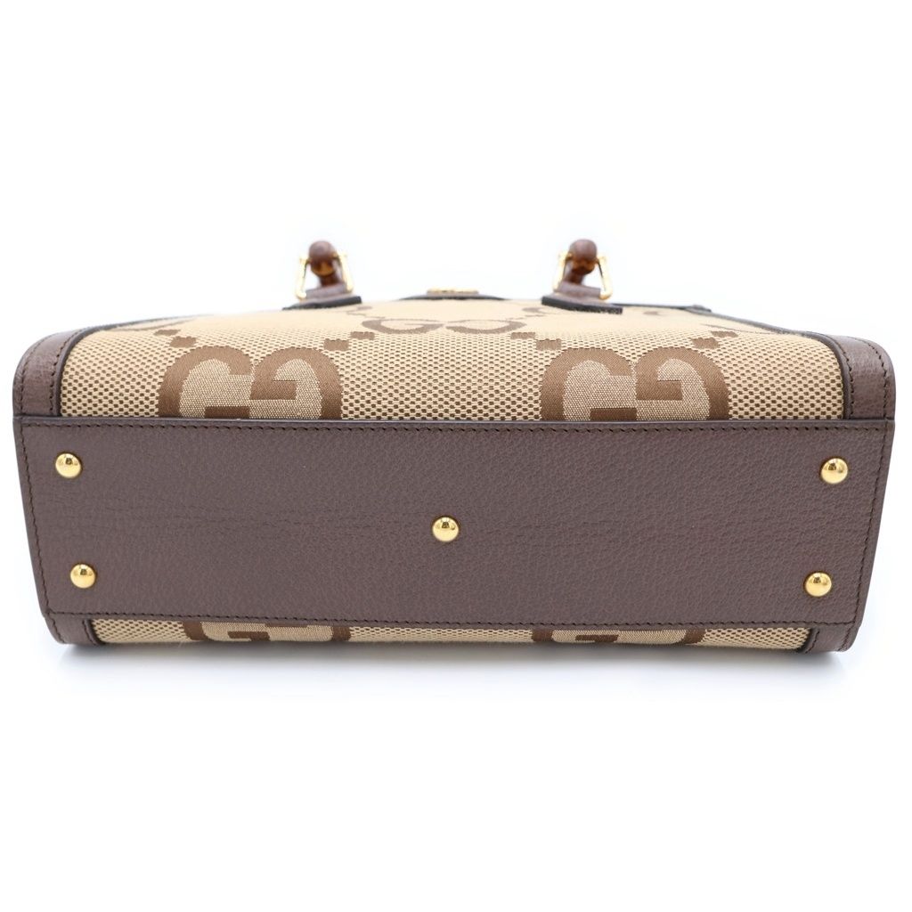 Gucci Jumbo GG Diana Bamboo Canvas Leather 2-Way Shoulder Bag Brown — view 4
