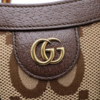 Gucci Jumbo GG Diana Bamboo Canvas Leather 2-Way Shoulder Bag Brown — view 6