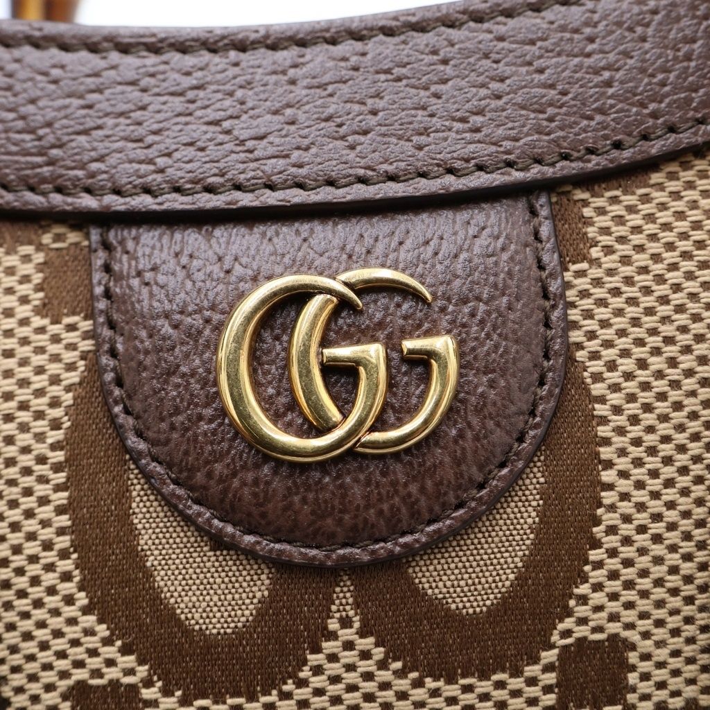 Gucci Jumbo GG Diana Bamboo Canvas Leather 2-Way Shoulder Bag Brown — view 6