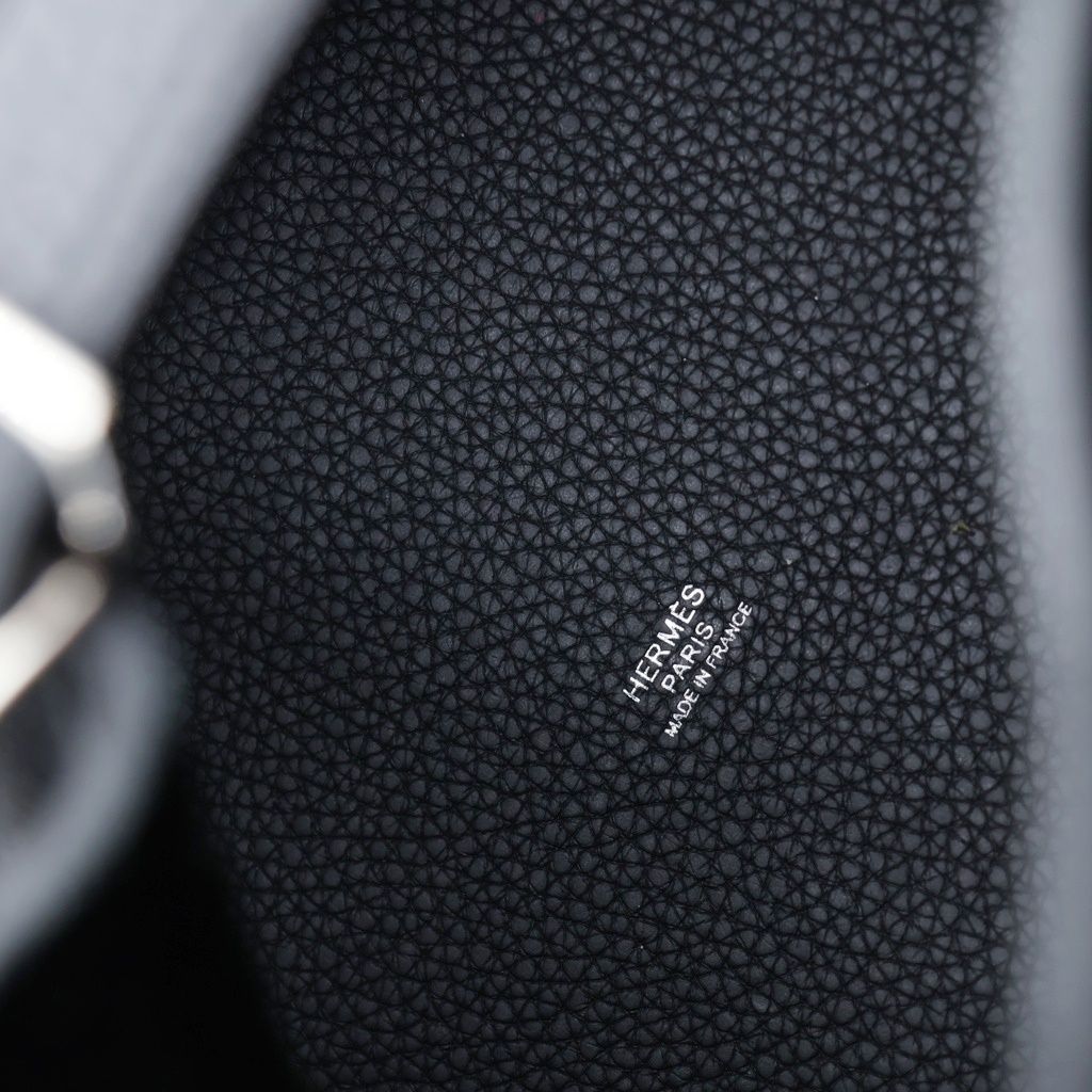 Hermes Picotin Lock MM Taurillon Clemence Silver Handbag Black — view 7