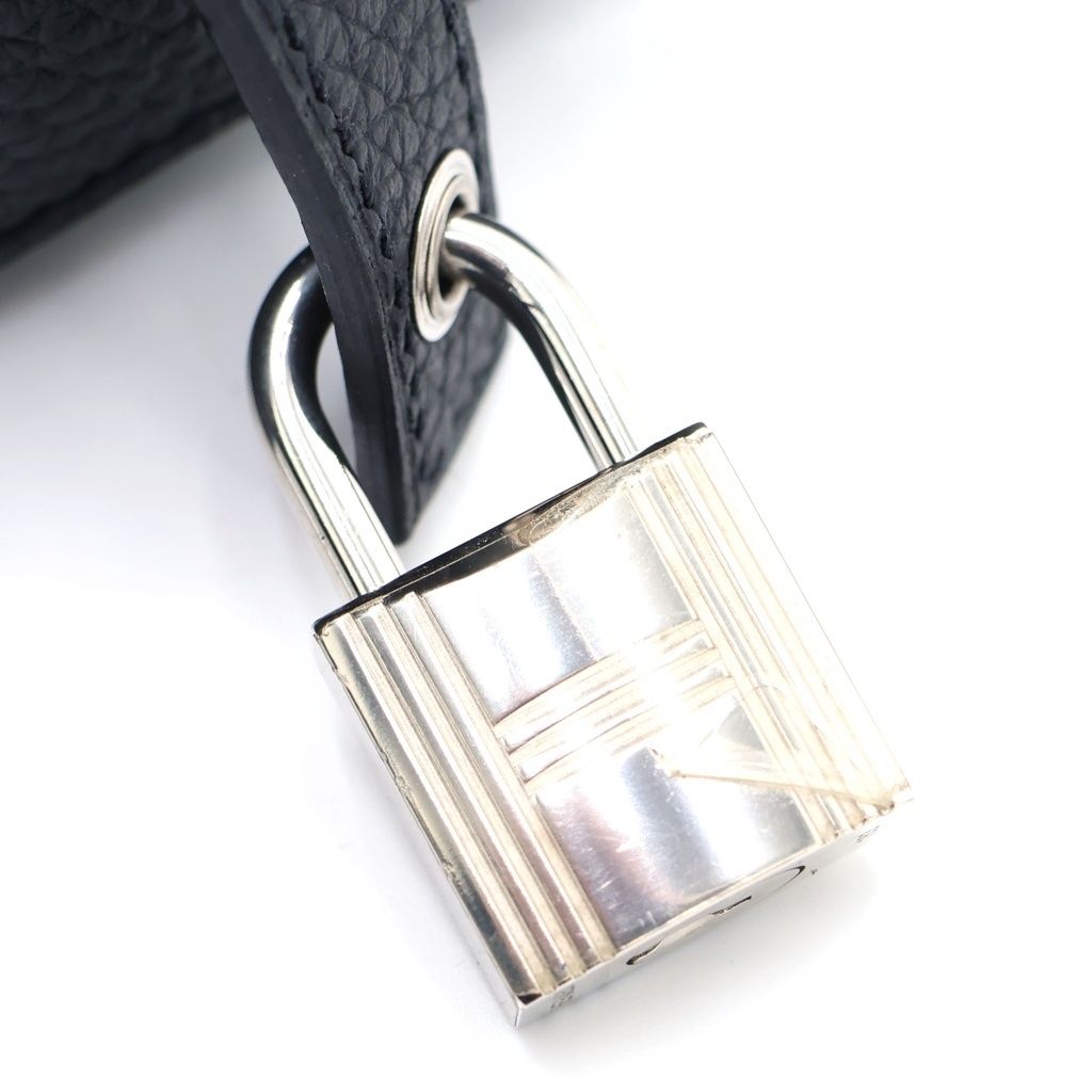 Hermes Picotin Lock MM Taurillon Clemence Silver Handbag Black — view 6