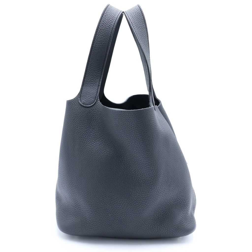 Hermes Picotin Lock MM Taurillon Clemence Silver Handbag Black — view 3