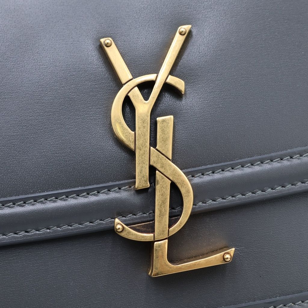 Saint Laurent Paris Solferino Small Mini Shoulder Bag Gray Leather Gold — view 6