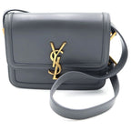 Saint Laurent Paris Solferino Small Mini Shoulder Bag Gray Leather Gold