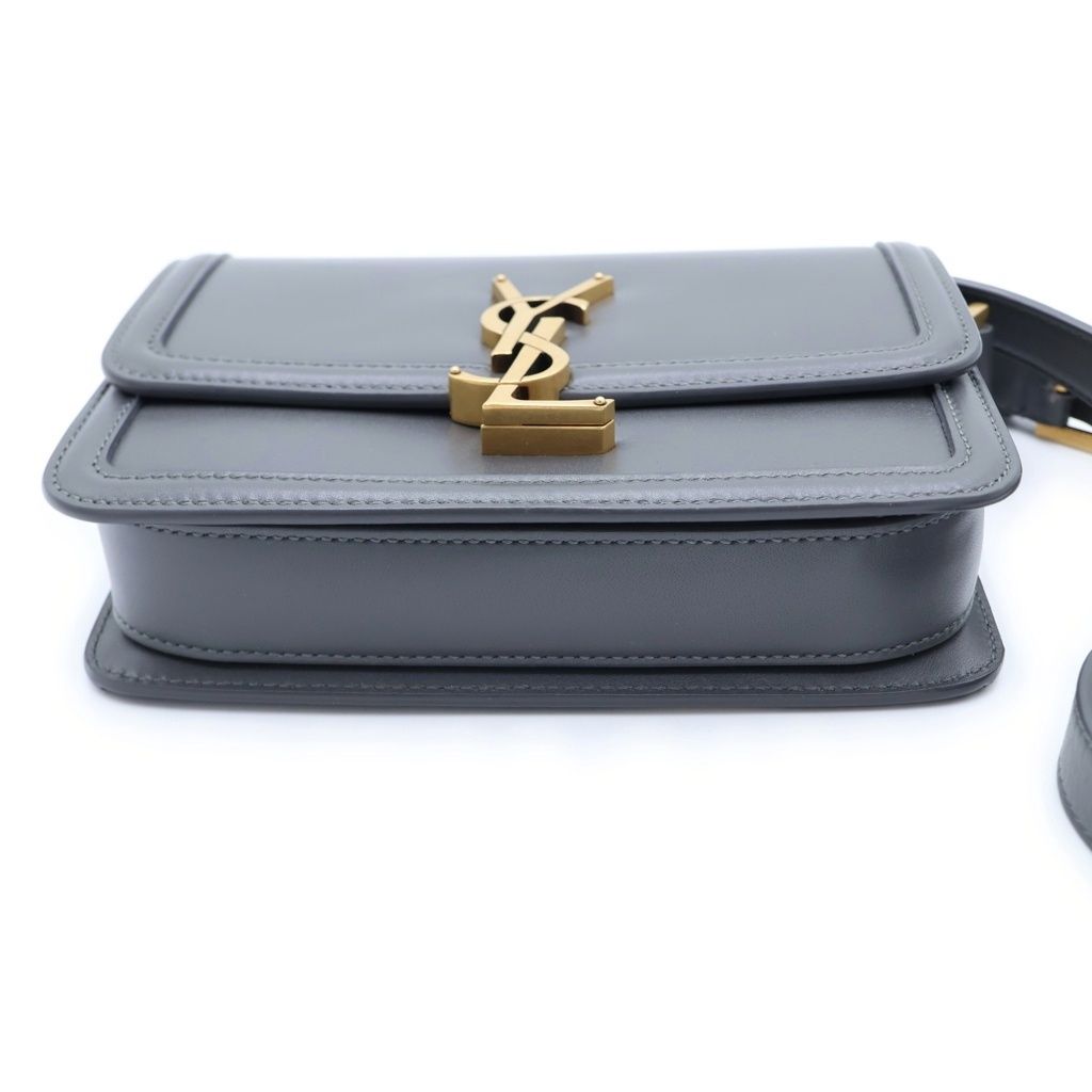 Saint Laurent Paris Solferino Small Mini Shoulder Bag Gray Leather Gold — view 4