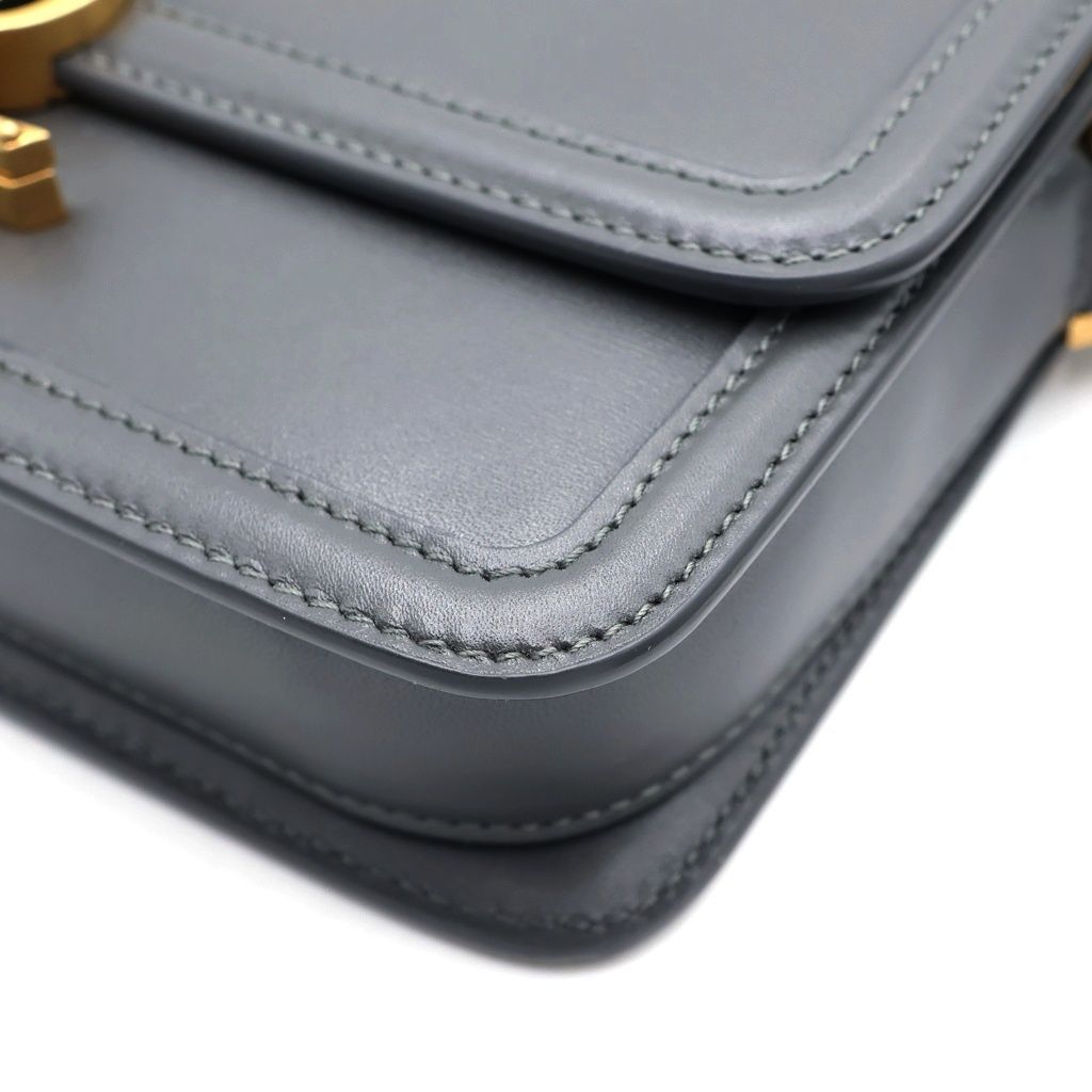 Saint Laurent Paris Solferino Small Mini Shoulder Bag Gray Leather Gold — view 5