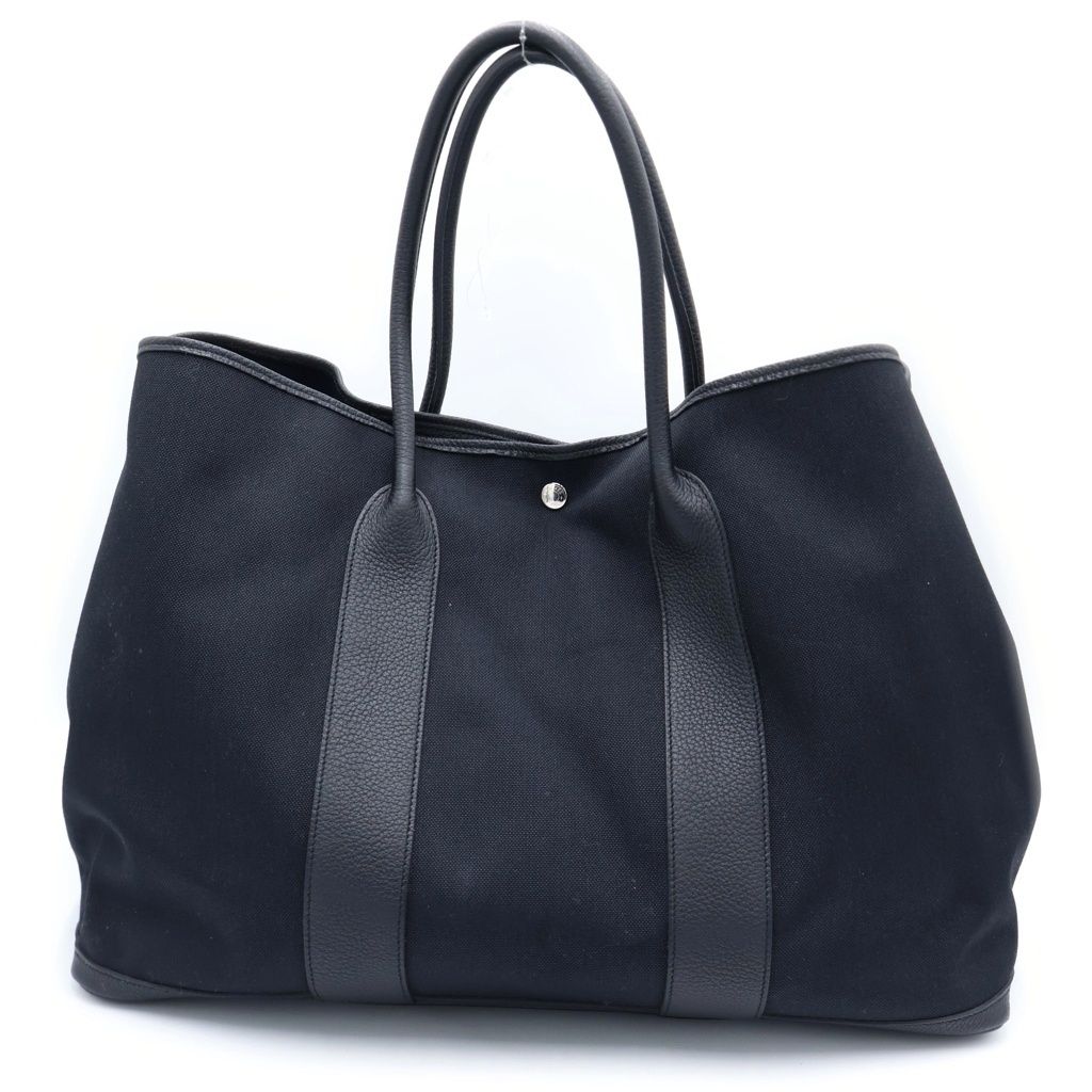 Hermes Garden Party GM Toile Ash Negonda Tote Black