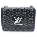 Louis Vuitton Epi Twist MM 2-Way Chain Shoulder Bag Black Leather Silver