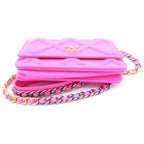 Chanel 19 Quilted CC Logo Jersey Lambskin Chain Shoulder Bag Pink — view 4