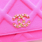 Chanel 19 Quilted CC Logo Jersey Lambskin Chain Shoulder Bag Pink — view 6