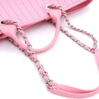 Chanel Deauville GM Canvas Leather Silver 2-Way Chain Tote Plate Pink — view 6