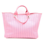 Chanel Deauville GM Canvas Leather Silver 2-Way Chain Tote Plate Pink — view 2
