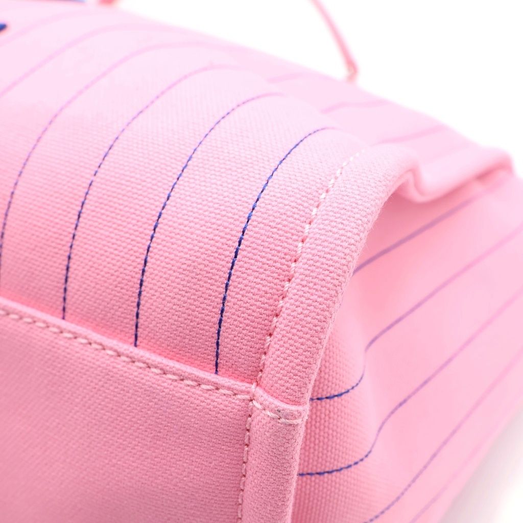 Chanel Deauville GM Canvas Leather Silver 2-Way Chain Tote Plate Pink — view 5