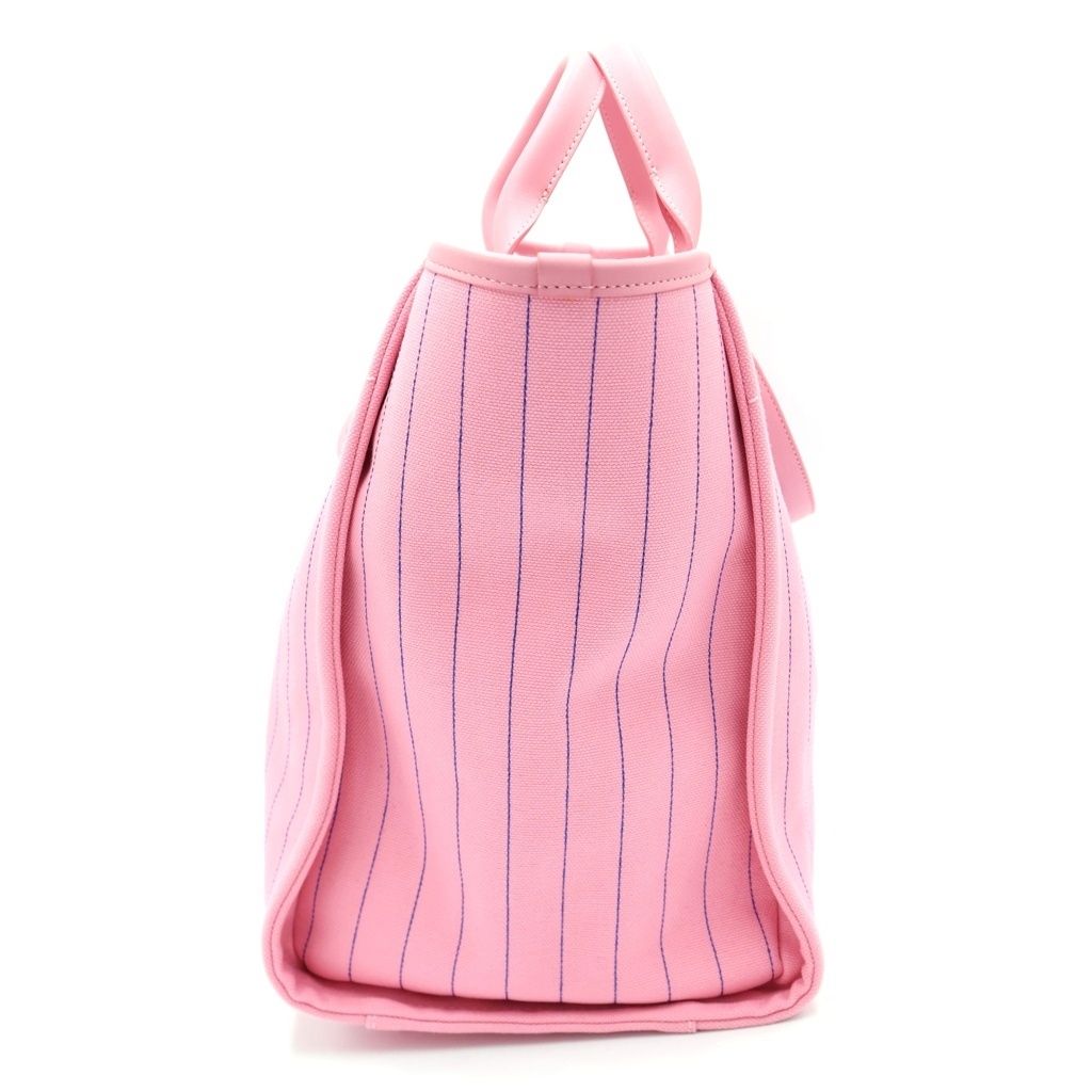 Chanel Deauville GM Canvas Leather Silver 2-Way Chain Tote Plate Pink — view 3