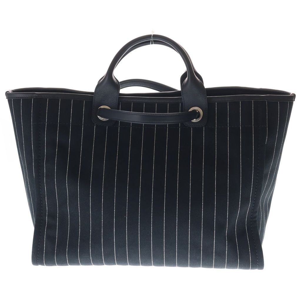 Chanel Deauville GM Canvas Leather Silver 2-Way Chain Tote Plate Black — view 2