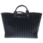 Chanel Deauville GM Canvas Leather Silver 2-Way Chain Tote Plate Black — view 2