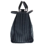 Chanel Deauville GM Canvas Leather Silver 2-Way Chain Tote Plate Black — view 3