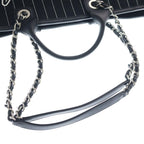 Chanel Deauville GM Canvas Leather Silver 2-Way Chain Tote Plate Black — view 6