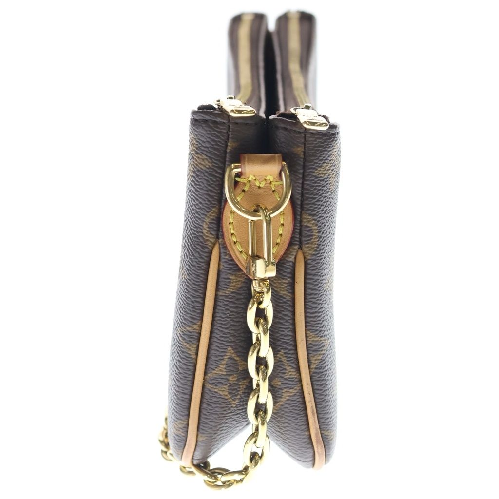 Louis Vuitton Monogram Pochette Liv Chain Shoulder Bag Clutch Brown Gold — view 3