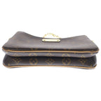 Louis Vuitton Monogram Pochette Liv Chain Shoulder Bag Clutch Brown Gold — view 4