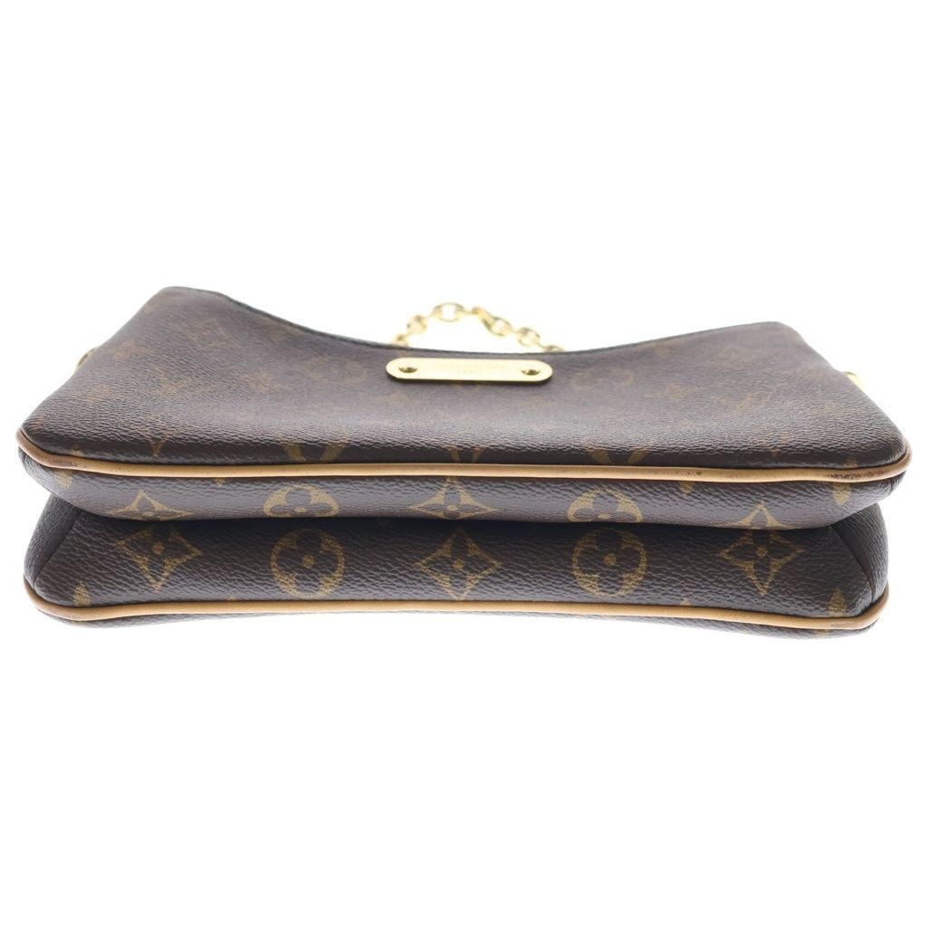 Louis Vuitton Monogram Pochette Liv Chain Shoulder Bag Clutch Brown Gold — view 4