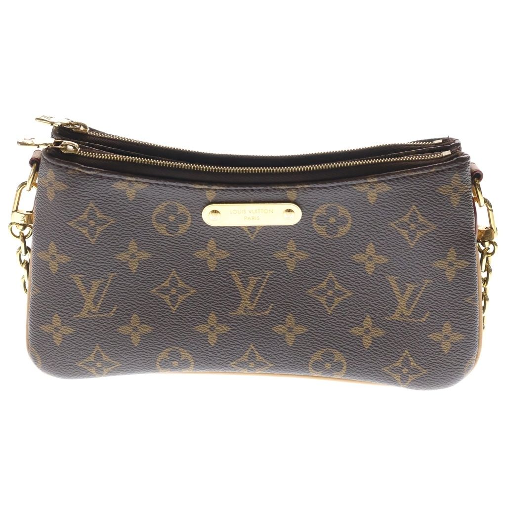 Louis Vuitton Monogram Pochette Liv Chain Shoulder Bag Clutch Brown Gold