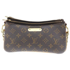 Louis Vuitton Monogram Pochette Liv Chain Shoulder Bag Clutch Brown Gold