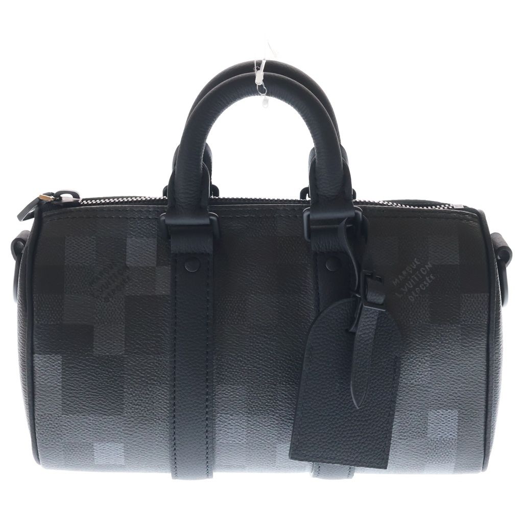 Louis Vuitton Damoflage Keepall Bandouliere 25 2-Way Shoulder Bag Black Leather