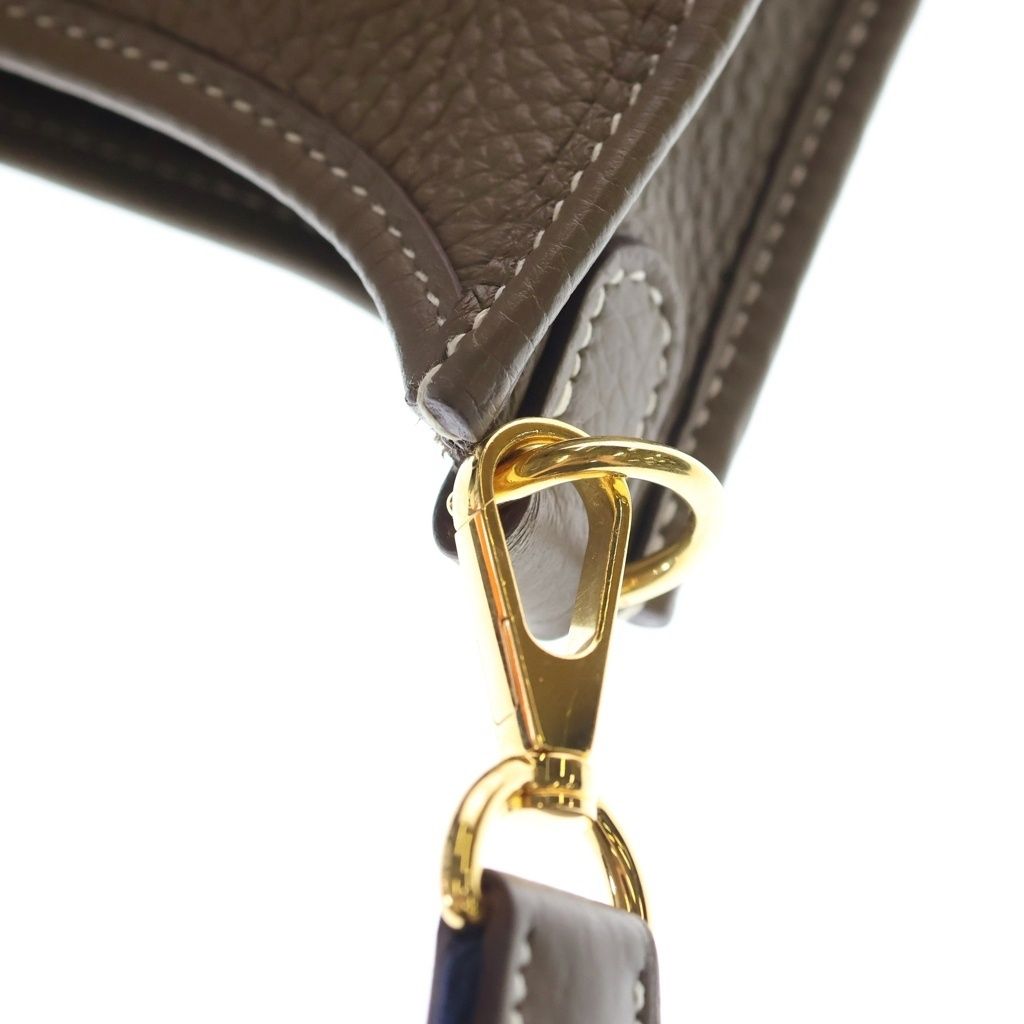 Hermes Evelyne TPM Etoupe Taurillon Clemence Leather Shoulder Bag Gold Brown — view 6