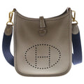 Hermes Evelyne TPM Etoupe Taurillon Clemence Leather Shoulder Bag Gold Brown