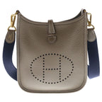 Hermes Evelyne TPM Etoupe Taurillon Clemence Leather Shoulder Bag Gold Brown