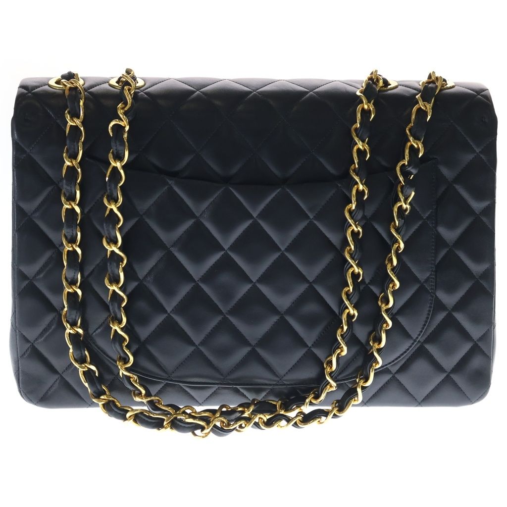 Chanel Deca Quilted 34 Lambskin Leather S Flap Chain Shoulder Bag Gold Black — view 2
