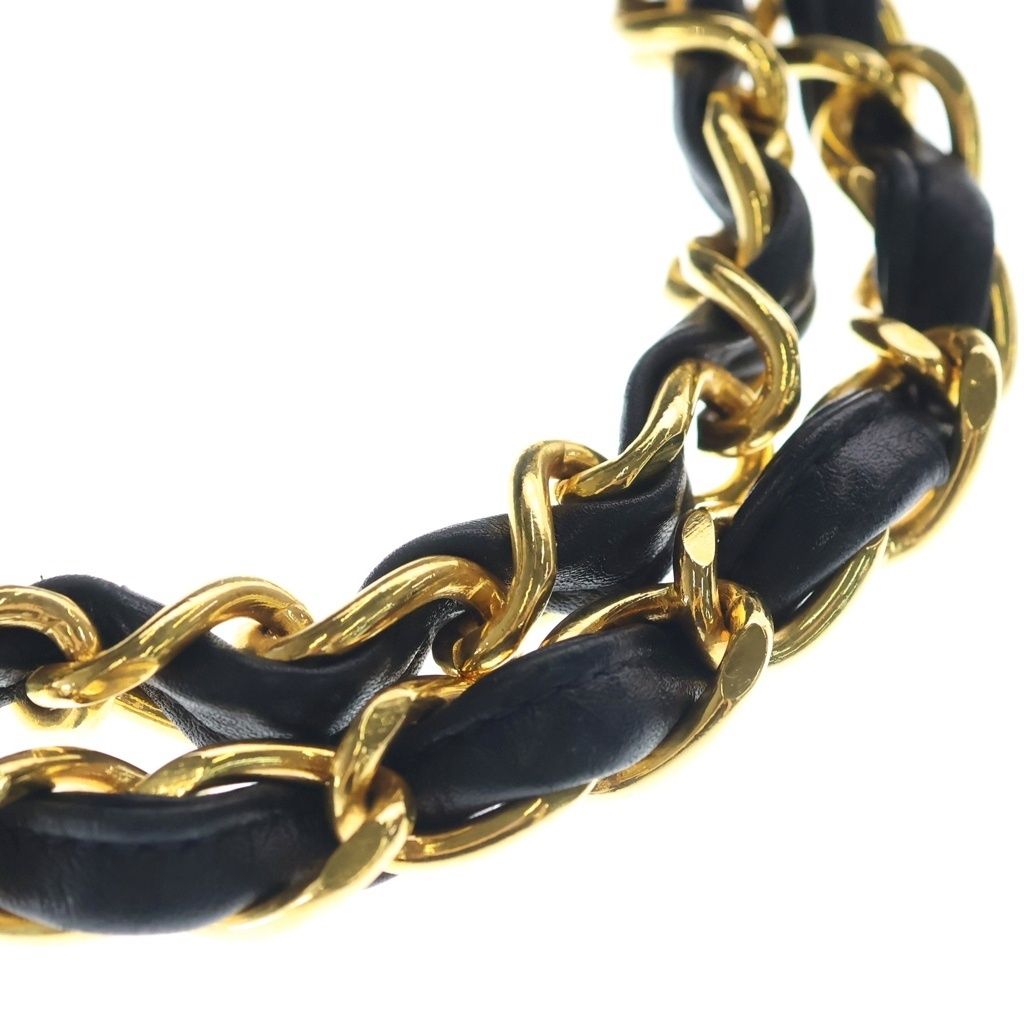 Chanel Deca Quilted 34 Lambskin Leather S Flap Chain Shoulder Bag Gold Black — view 6