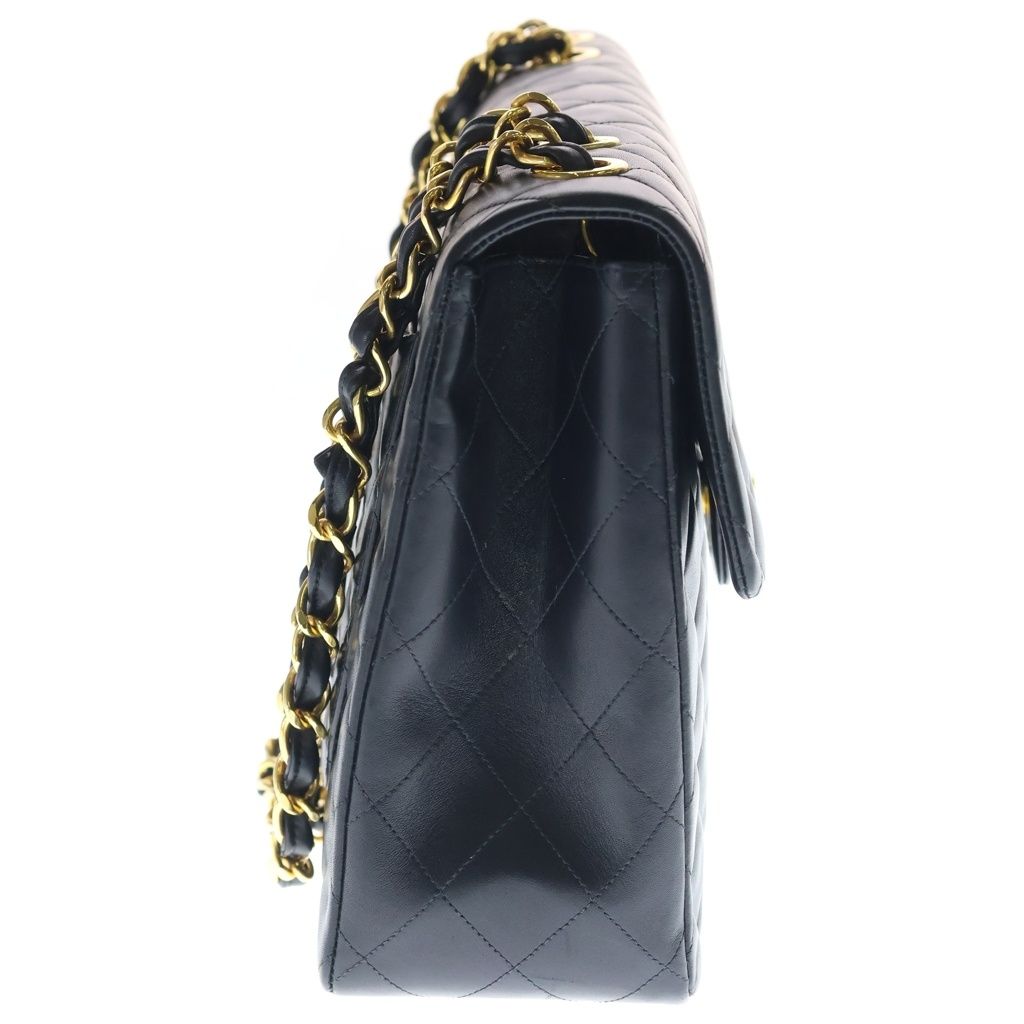 Chanel Deca Quilted 34 Lambskin Leather S Flap Chain Shoulder Bag Gold Black — view 3