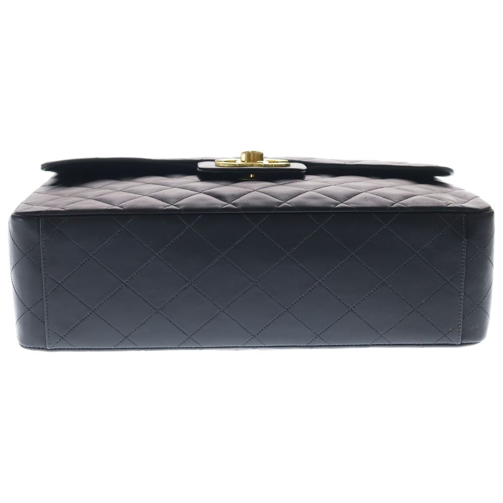Chanel Deca Quilted 34 Lambskin Leather S Flap Chain Shoulder Bag Gold Black — view 4