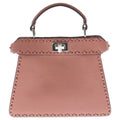 Fendi Peekaboo Petit Eye Leather 2-Way Bag Silver Pink