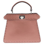 Fendi Peekaboo Petit Eye Leather 2-Way Bag Silver Pink
