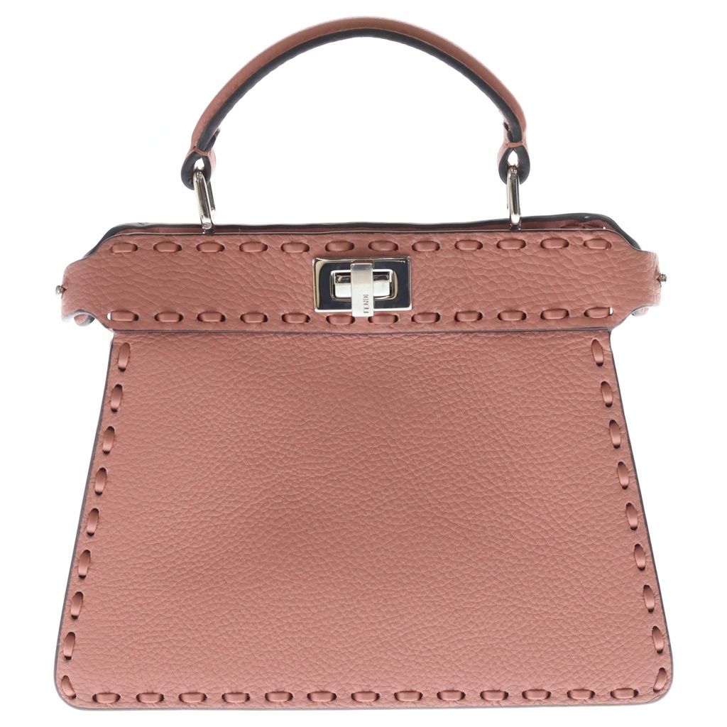 Fendi Peekaboo Petit Eye Leather 2-Way Bag Silver Pink