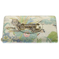 Gucci Horsebit Tiger Leather Gold Zip Around Wallet Ivory Multicolor