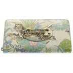 Gucci Horsebit Tiger Leather Gold Zip Around Wallet Ivory Multicolor
