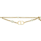 Dior CD Logo Pearl Double Strand Necklace Gold — view 3