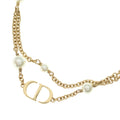 Dior CD Logo Pearl Double Strand Necklace Gold