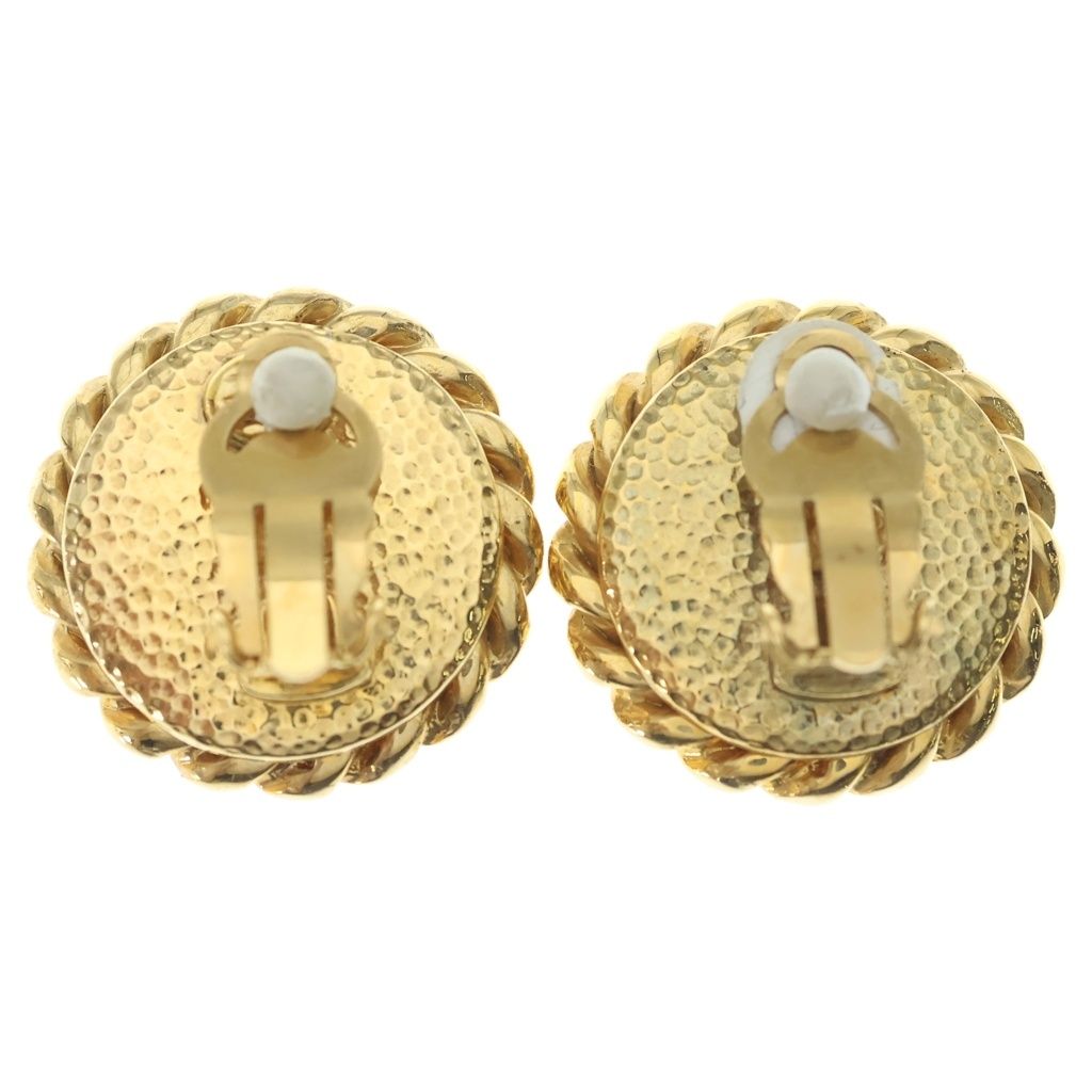 Chanel CC Logo Faux Pearl Earrings Gold White — view 2