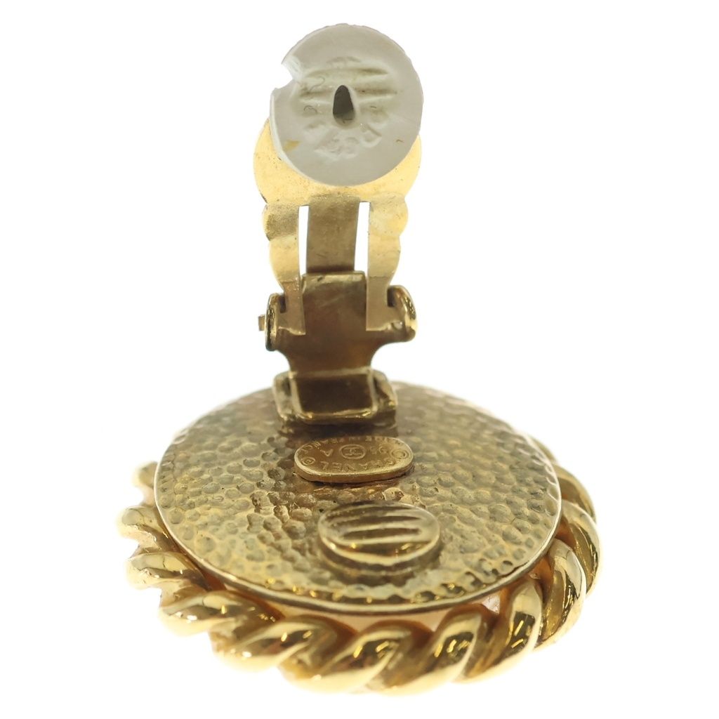 Chanel CC Logo Faux Pearl Earrings Gold White — view 5