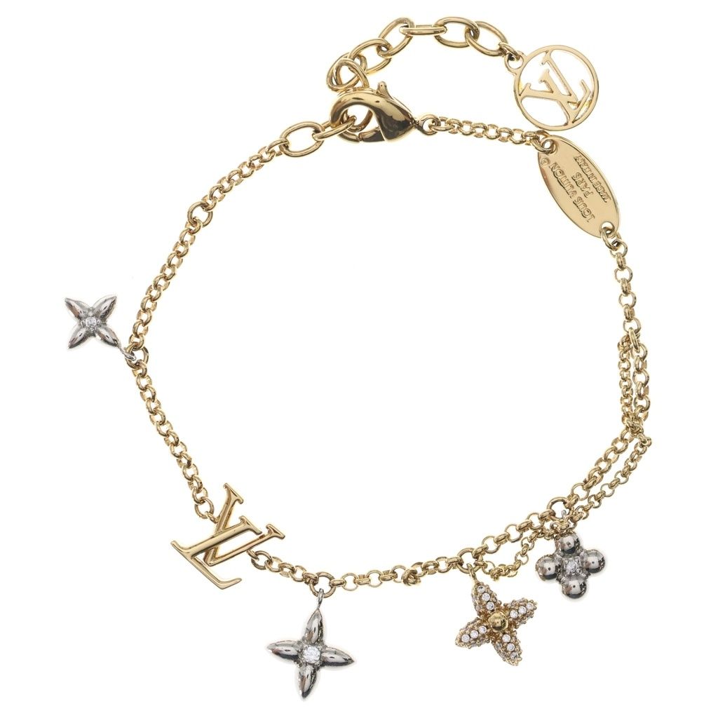 Louis Vuitton LV Gram Monogram Rhinestone Bracelet Gold Silver