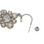 Chanel CC Logo Rhinestone Hoop Earrings Silver Metal — view 6