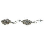 Chanel CC Logo Rhinestone Hoop Earrings Silver Metal — view 3