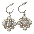 Chanel CC Logo Rhinestone Hoop Earrings Silver Metal